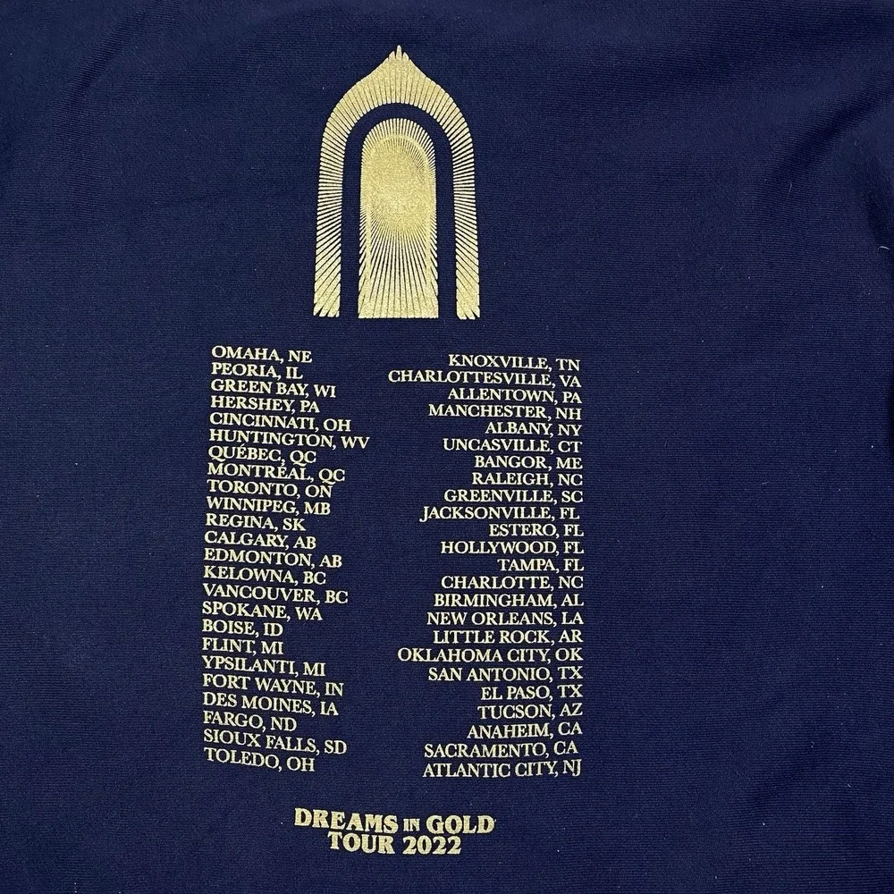Greta Van Fleet Dreams in Gold 2022 Tour Sweatshirt Navy Crewneck XL